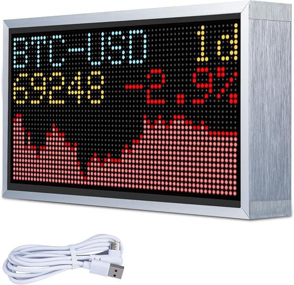 AYWHP Écran LED Bitcoin pour affichage Crypto, horloge BTC, indicateur boursier et moniteur de cours, météo, heure - 1