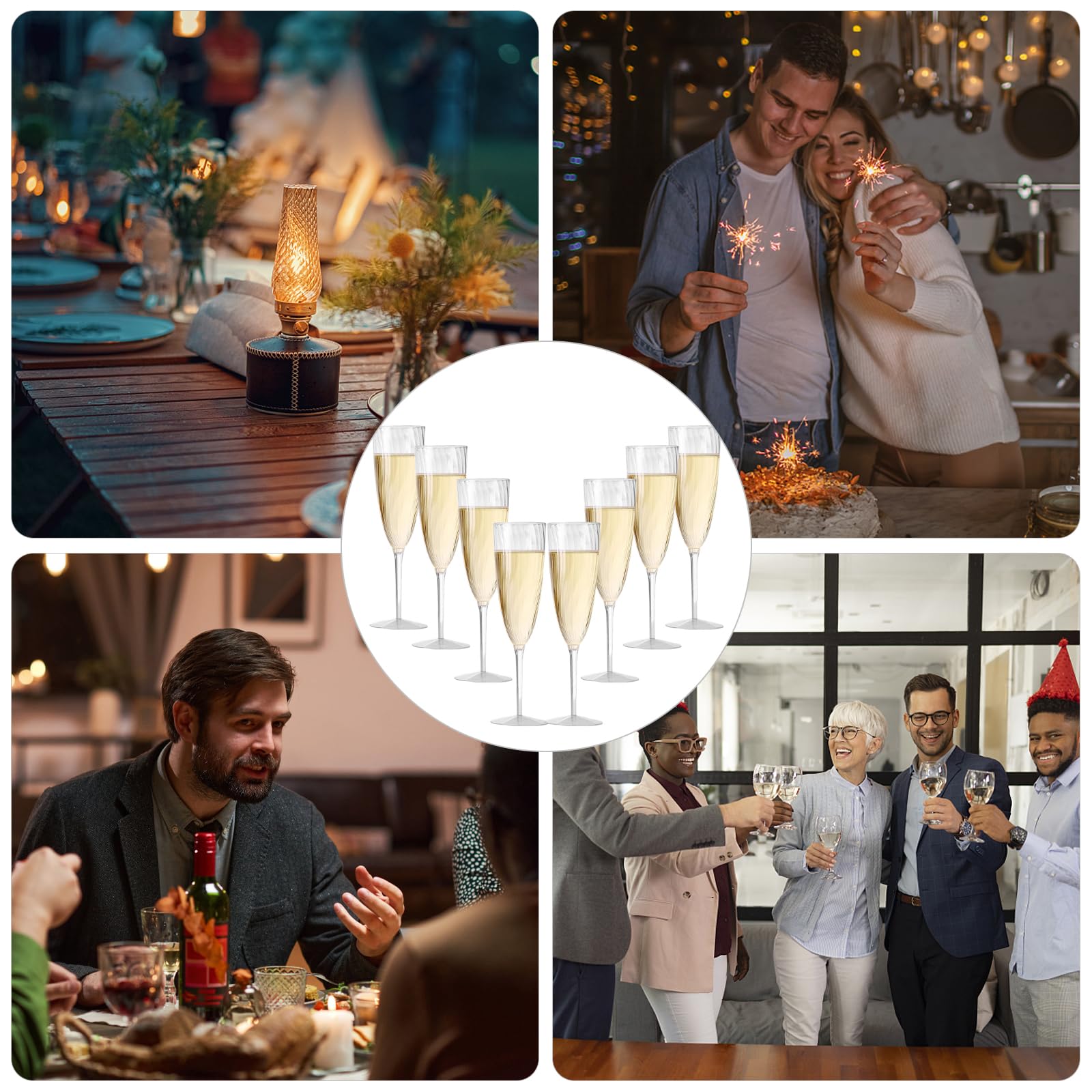 CutitiUU 8 PCS Plastic Threaded Champagne Glasses,Premium Elegant Plastic Champagne Flutes,Champagne Glasses Reusable,Cocktail Prosecco Glasses for Weddings,Birthdays,Christmas,BBQ (6oz) - Image 3