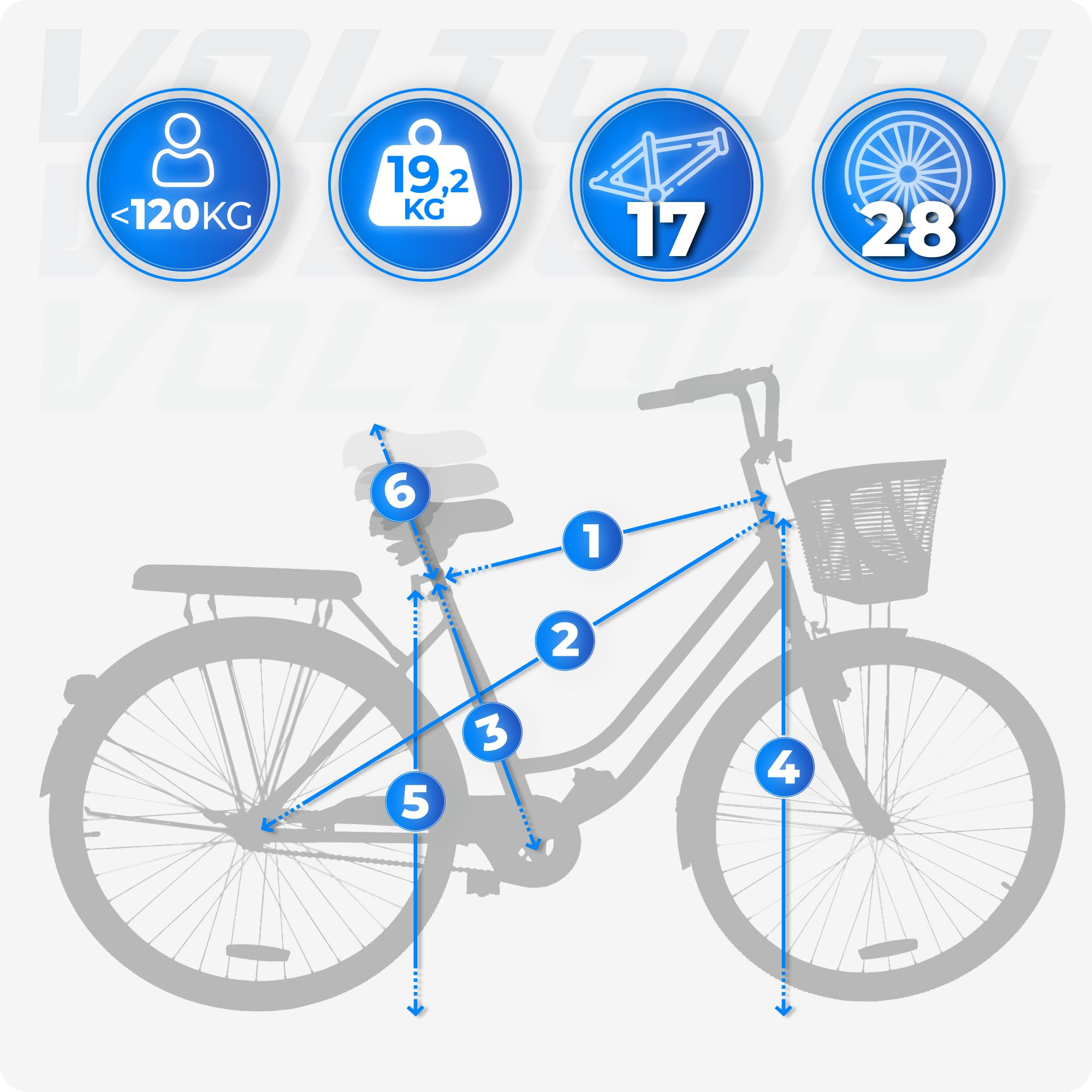 THUNDER Citybike 28 Zoll Damenfahrrad – Retro Fahrrad mit Korb & Gepäckträger, Stahlrahmen 17”, 1 Gang, V-Brake & Rücktrittbremse, Schutzbleche, Ständer,