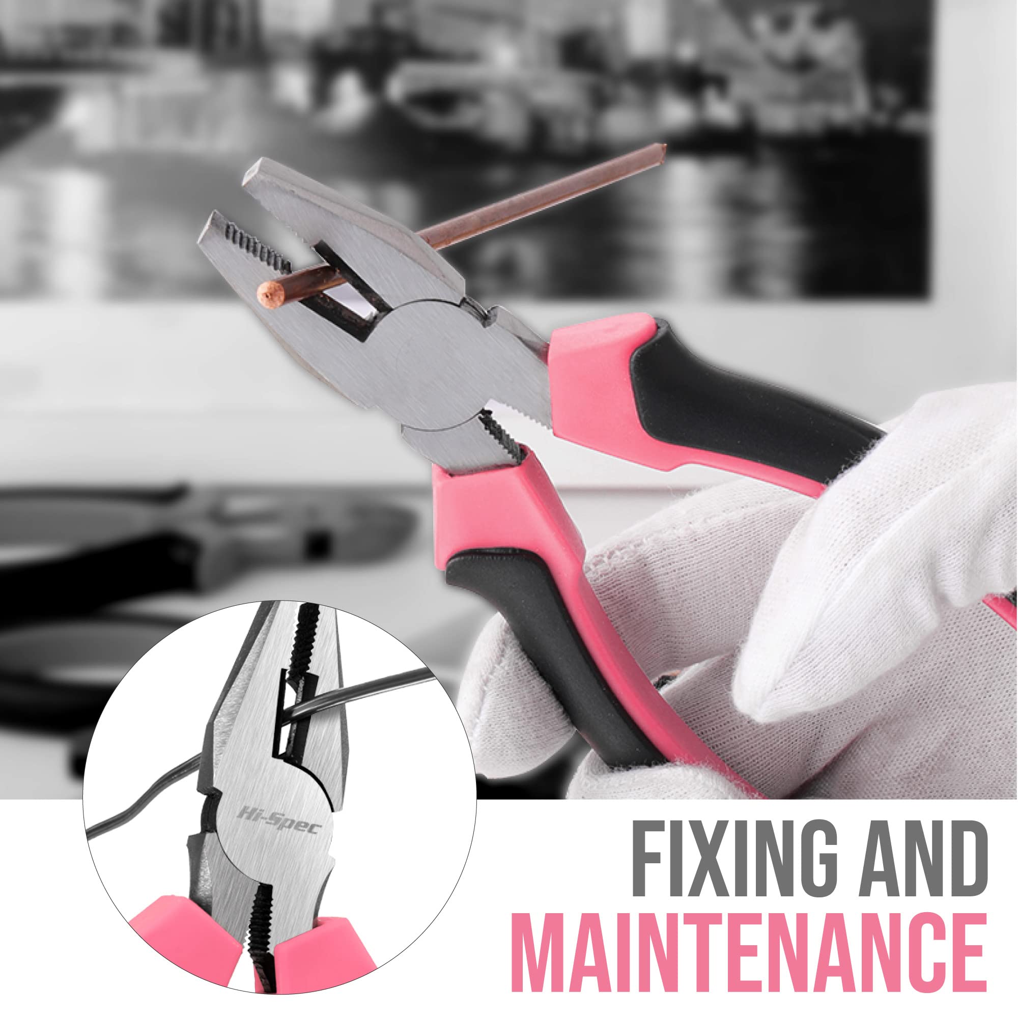 Hi-Spec Pink Small Tool Kit for Home DIY Repairs & Crafts, 24pc Lady Tool Set including Mini Hammer, Pliers, Screwdriver Set - Image 4