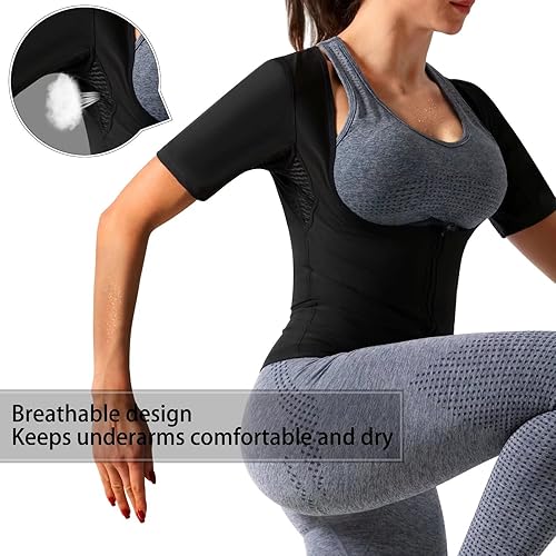 Miniatura 5 de Camiseta sauna para mujer, camiseta reductora y moldeadora de manga corta para entrenamiento y ejercicio