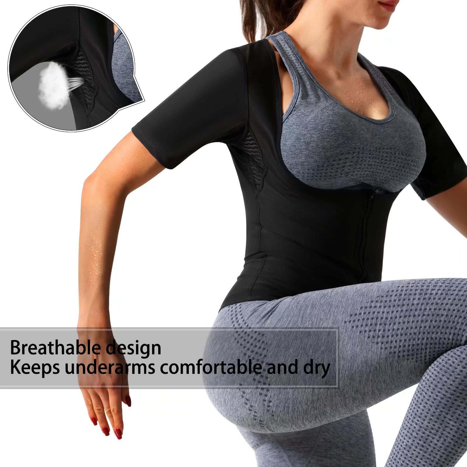 Sauna Shrit for Women Sauna Short Sleeve Sauna Sweat Vest Weight Loss Sauna Suit,Slimming Body Shaper Training Vest