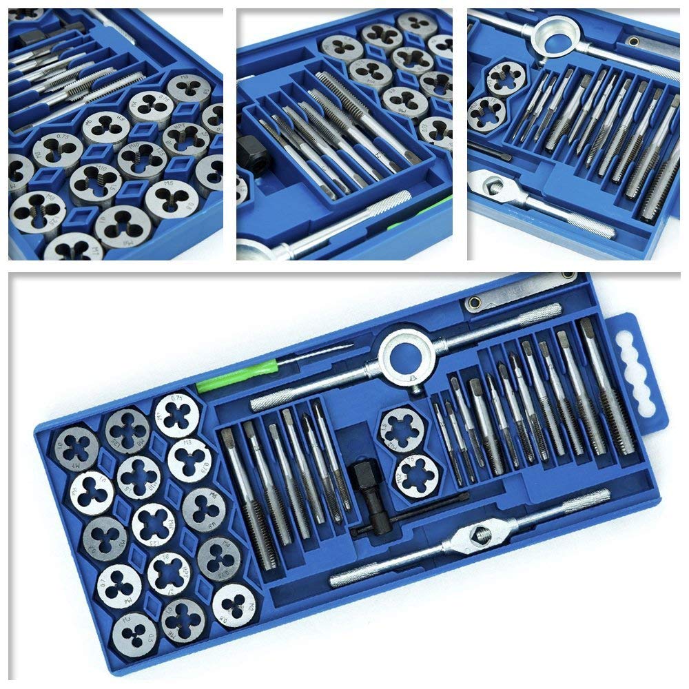 Froadp Tap Set met Plastic Koffer Tap van Sthal Grofdraadsnijder Boorgereedschap Fijndraad Tapset Metrisch Dubbele Schroefdraad Sjabloon (40 Stuks