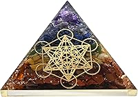 Vista 21 de Amazing Gemstone Pirámide de orgón grande Cristal natural de pirámide de chakra Pirámide de orgonita de metatrón de chakras Pirámides