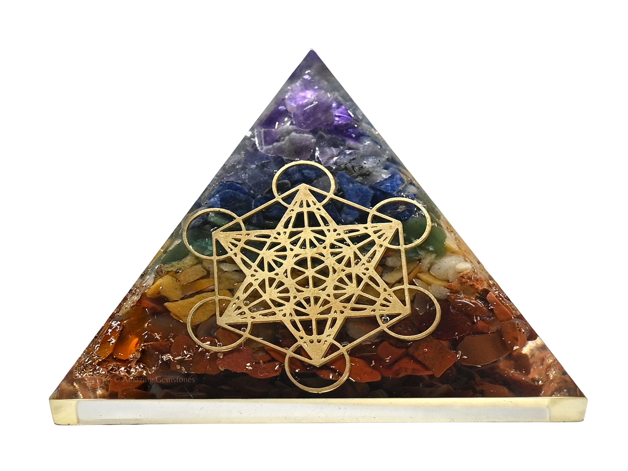Amazing GemstoneLarge Orgone Pyramid | Natural Chakra Pyramid Crystal | Metatron Orgonite Pyramid | Organ Pyramids Positive Energy Healing