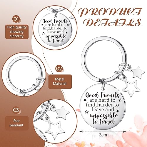 Vista 2 de Cunno 6 llaveros de amistad, llavero inspirador para mejor amigo, llavero de agradecimiento de joyería de amistad