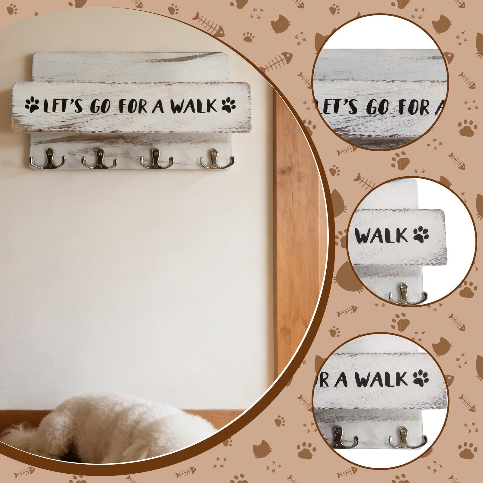 Generic Portachiavi Da Muro Organizer Appendichiavi in Legno con Mensola Ganci Decorativi Retro Adatto per Ingresso Camera Ambiente Lavorativo, Bianco