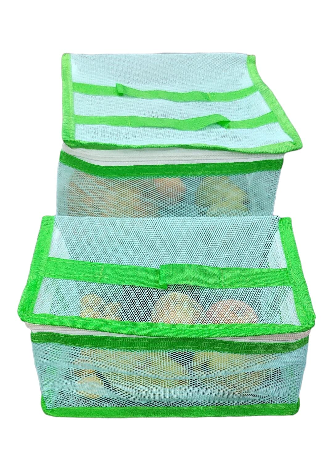 Vital Creations Net Folding Anti Fly Mosquito Gauze Tulle Lace Kitchen Table Food Covers for Outdoor Picnic Cake Meal Drink Fruit Pack of 2 Fruit Net Basket 1 big, 1 Small (Green,Plastic)