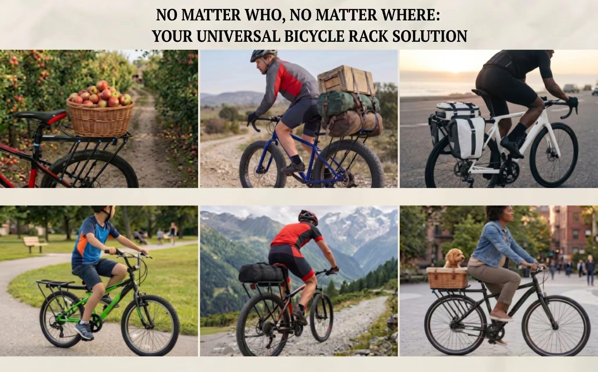 COMINGFIT Portapacchi Posteriore per Bicicletta, Portabagagli Regolabile a Sgancio Rapido in Lega, Capacità 120 kg, Adatto per Bici da 24 pollici, 26 pollici, 27,5 pollici, 29 pollici