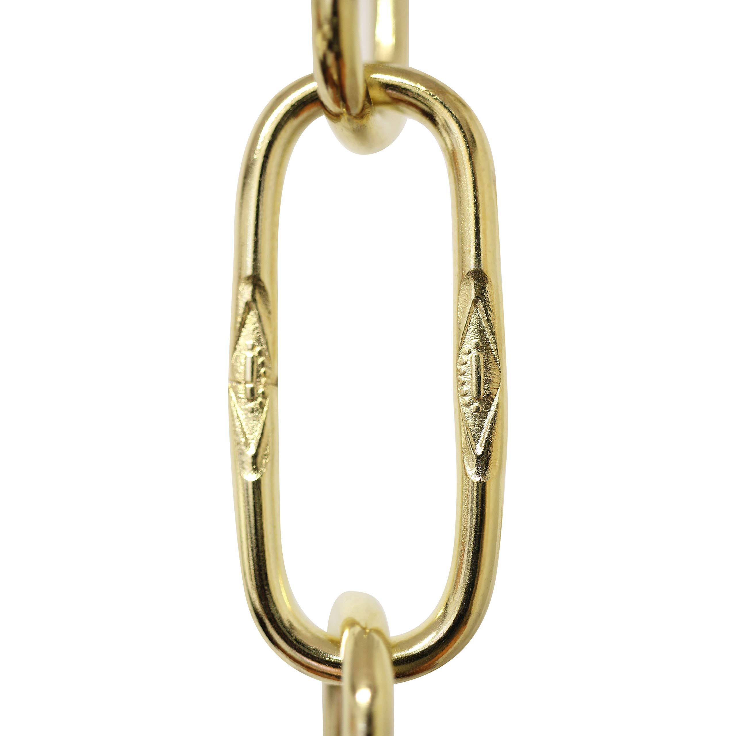 RCH Hardware CH-S58-40-PB-3 | 6 Gauge Decorative Solid Steel Spanish Link Fixture Chain | 3 Foot Increments |Polished Brass Finish