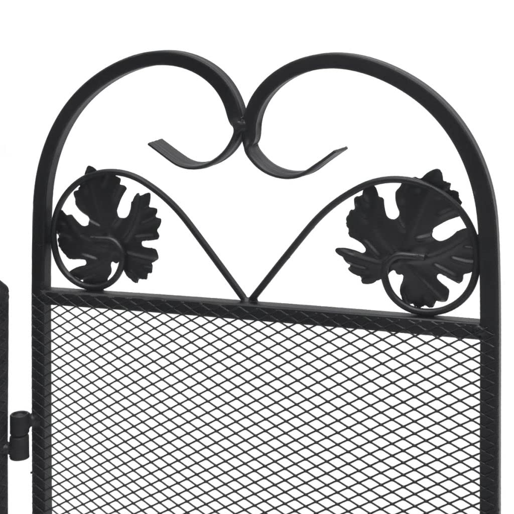 Schermi per Caminetti di Guardia Camino schermo pieghevole nero in ferro battuto in ferro canina camino schermo elegante decorazione della casa di scorrimento Accessori per Caminetti in Rete Decorativ