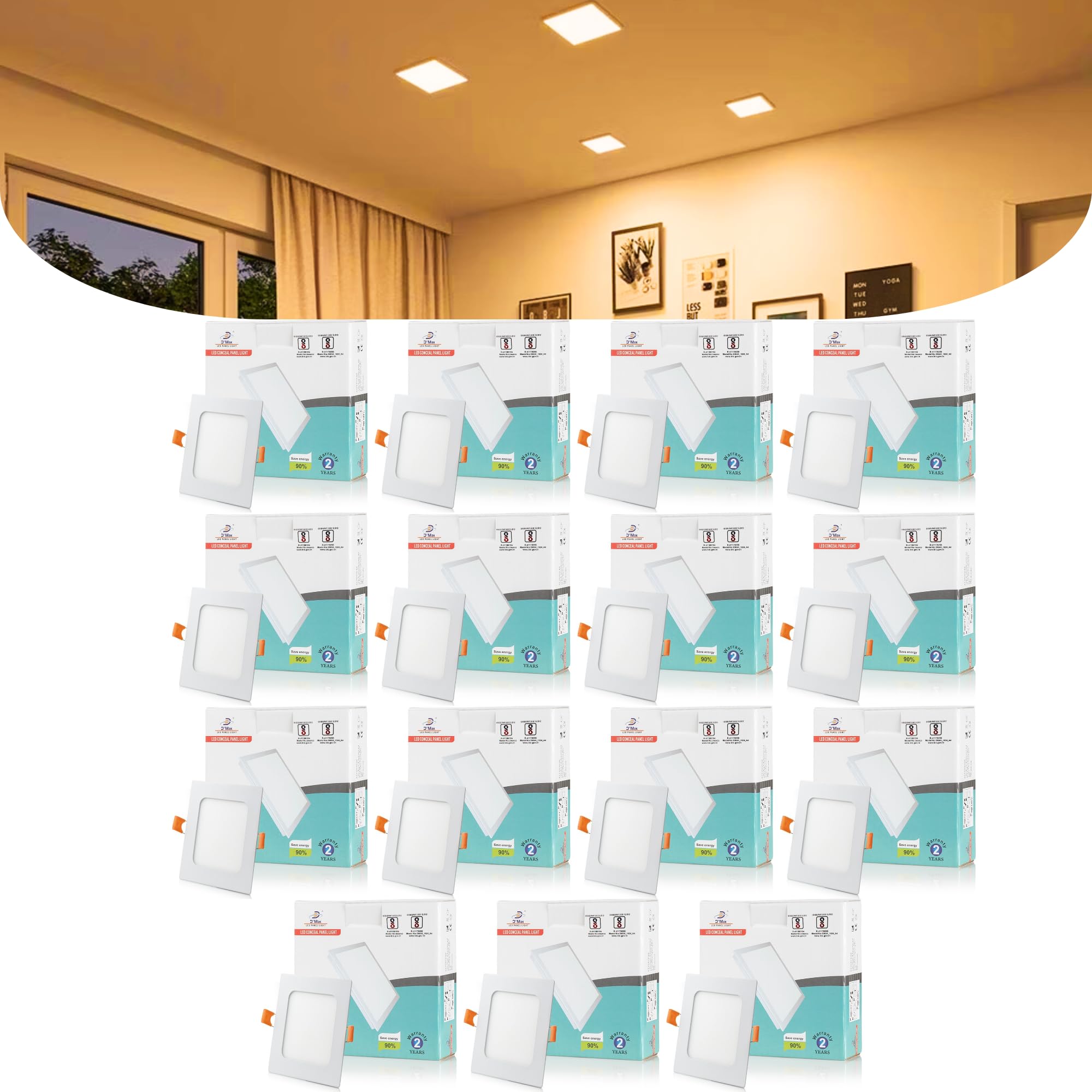 DMak 22 Watt Square LED Conceal Panel Light for POP & False Ceiling - Warm White (Pack of 15) (B0B7DYFC8J) Amazon Price History, Amazon Price Tracker