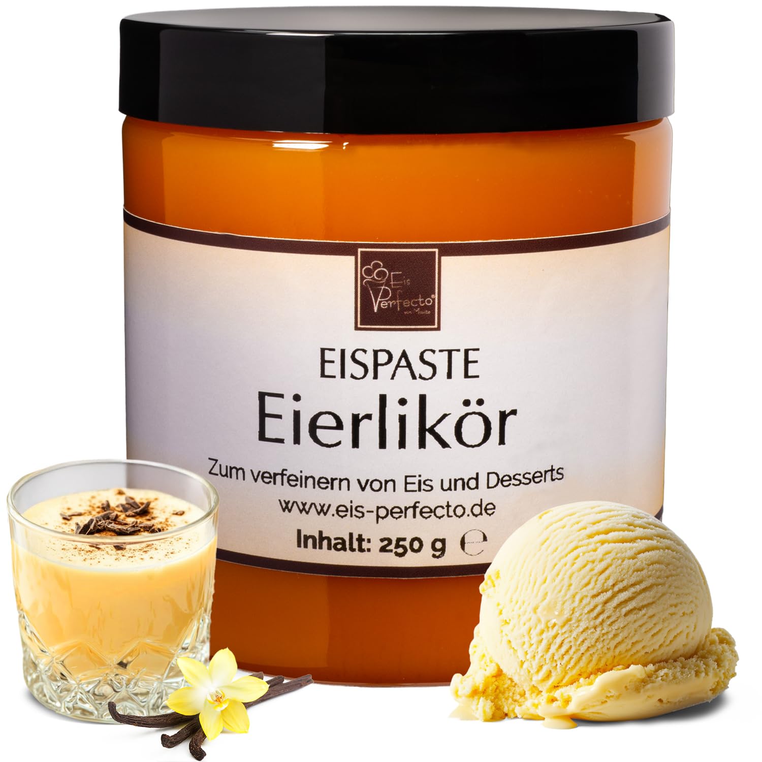 Eierlikör Eispaste Aroma Eis Desserts Pralinen Zum Verfeinern von leckerem Eis Getränke Kuchen Kekse Tortencremes Desserts uvm. Inhalt 250 g