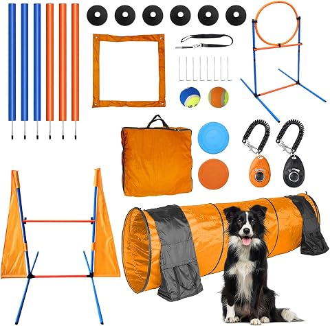 Dog Agility Training Equipment - 80 Pieces Backyard Obstacle Course for Large Do