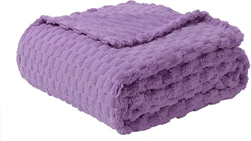 Miniatura 2 de FY FIBER HOUSE Manta de forro polar para sofá, de 10.58 ozm, súper suave, mullida, manta de regazo para sofá de oficina, 50 x 60 pulgadas, lavanda