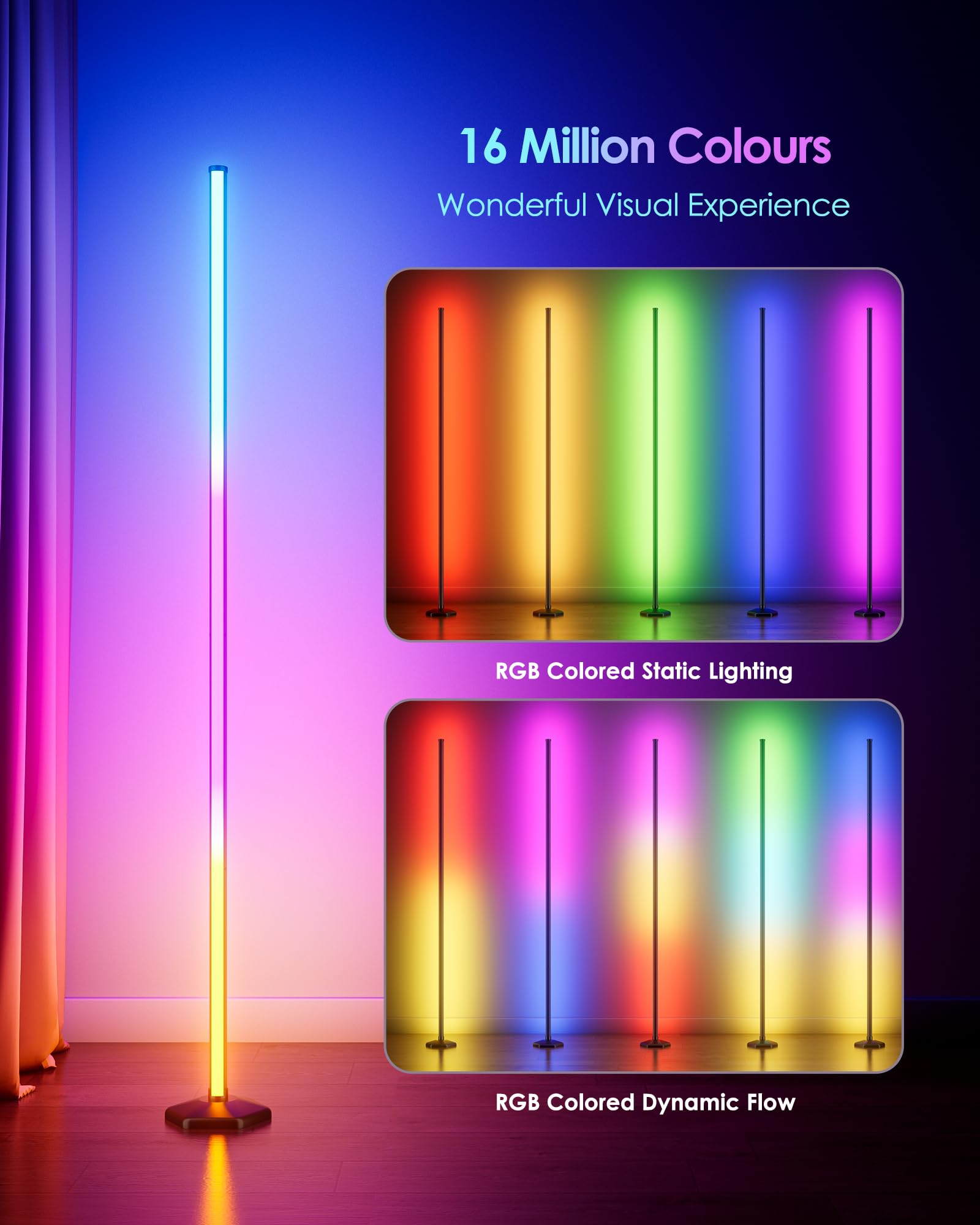 WISIMMALL LED Floor Lamp, 165cm - Image 2