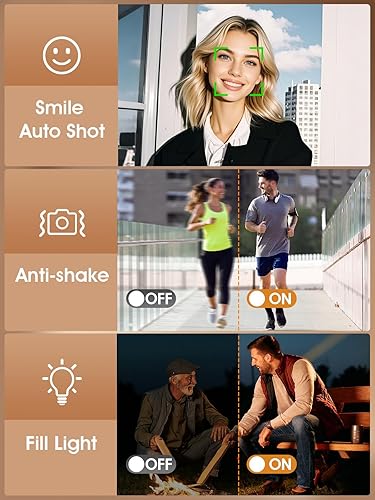 Miniatura 7 de Cámara digital, cámara 4K de enfoque automático para vlogging para fotografía con tarjeta de 32 GB, cámara digital portátil compacta de 48 MP