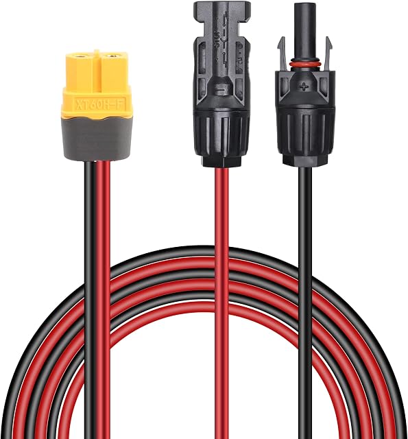 GELRHONR Solar Panel Connector to XT60 Adapter Cable 12AWG 1.5m,for Solar Panel RV Portable Power Station Solar Generator-4.9Ft