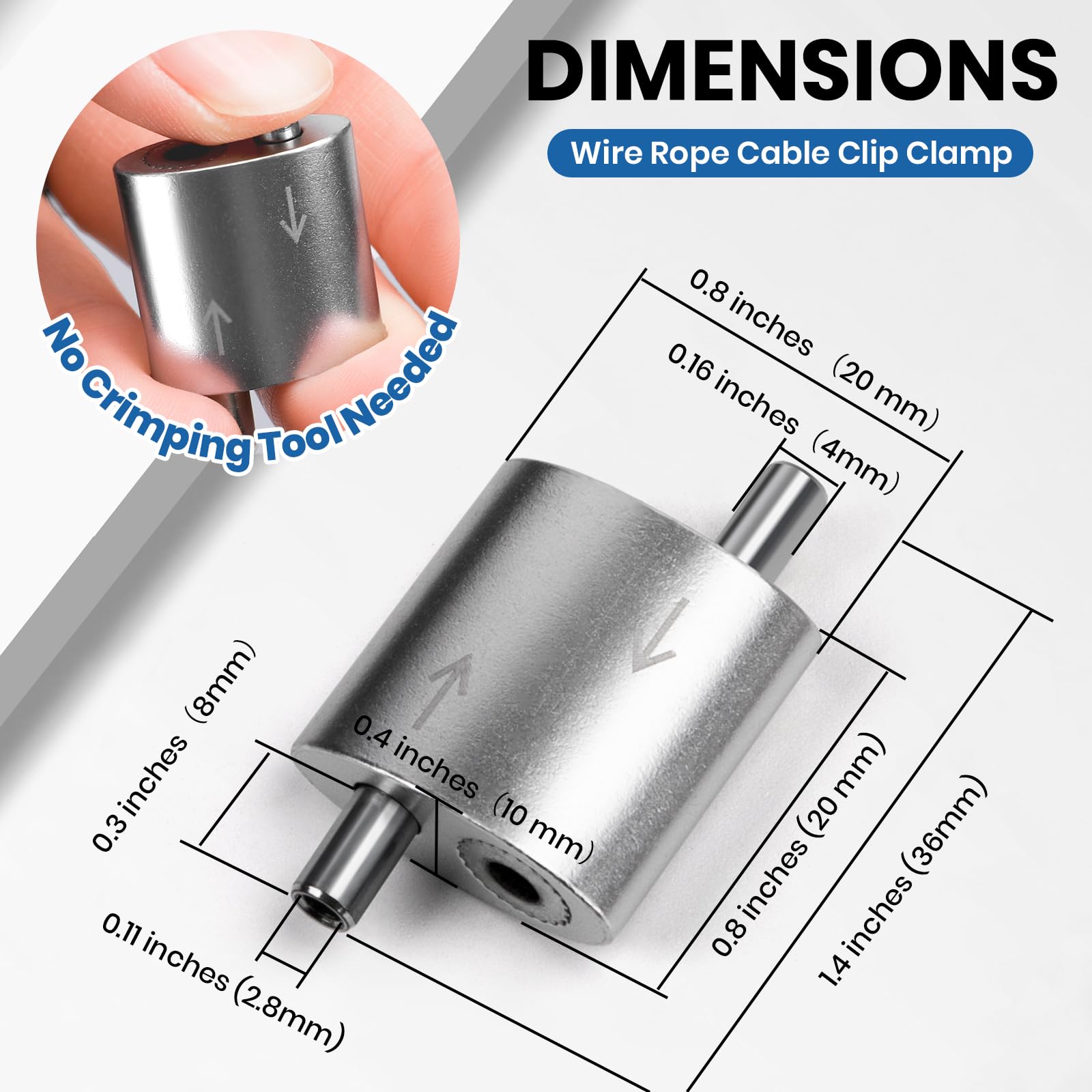 0,2 cm Kabelklemme, werkzeuglos, verstellbare selbstsichernde Drahtseilklemmen, eloxiertes Aluminiummaterial, Drahtseilklemme, wiederverwendbar, Überkopfaufhängung, verstellbare Drahtseil-Kabelklemme