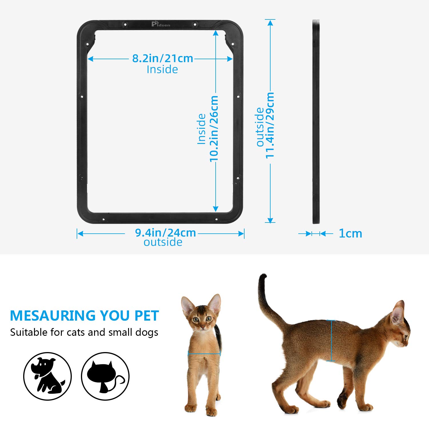 Katzenklappe Fliegengitter mit Magnet, Haustierklappe Fliegengitter Automatisch Verschluss, Hundeklappe für Fliegengitter Balkontür Abschließbar Atmungsaktiv für Katzen Hunde, 29x24 cm