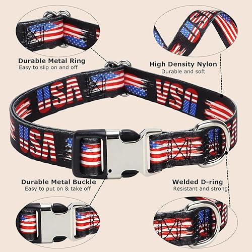 Miniatura 3 de Collares para perros con diseño de bandera estadounidense, collares patriotas de Estados Unidos para cachorros pequeños, collares ajustables suaves