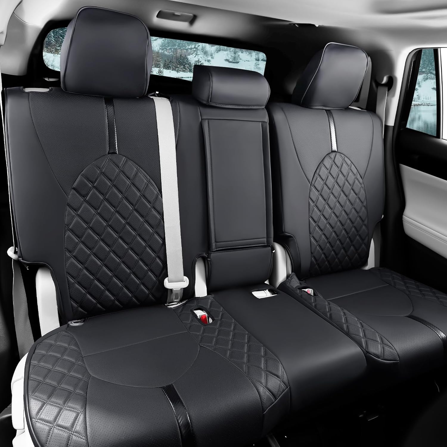 for 2025 2024 Toyota Grand Highlander Seat Covers Only for 8-Seat, for Toyota Grand Highlander Accessories 2025 2024, Black, Full Set