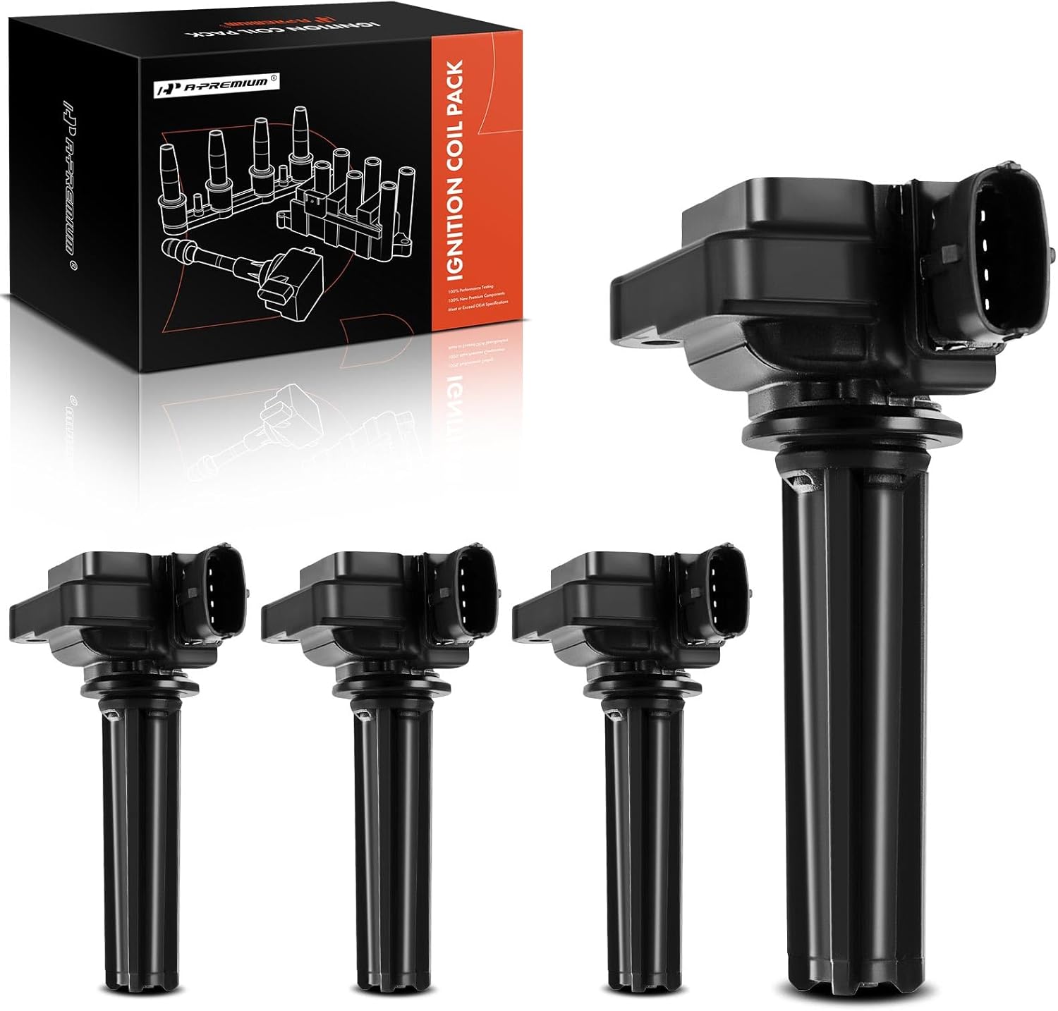 A-Premium Engine Ignition Coil Pack Compatible with Saab 9-3 2003-2011 9-3X 2010-2011 2.0L Turbo Only 4-PC Set