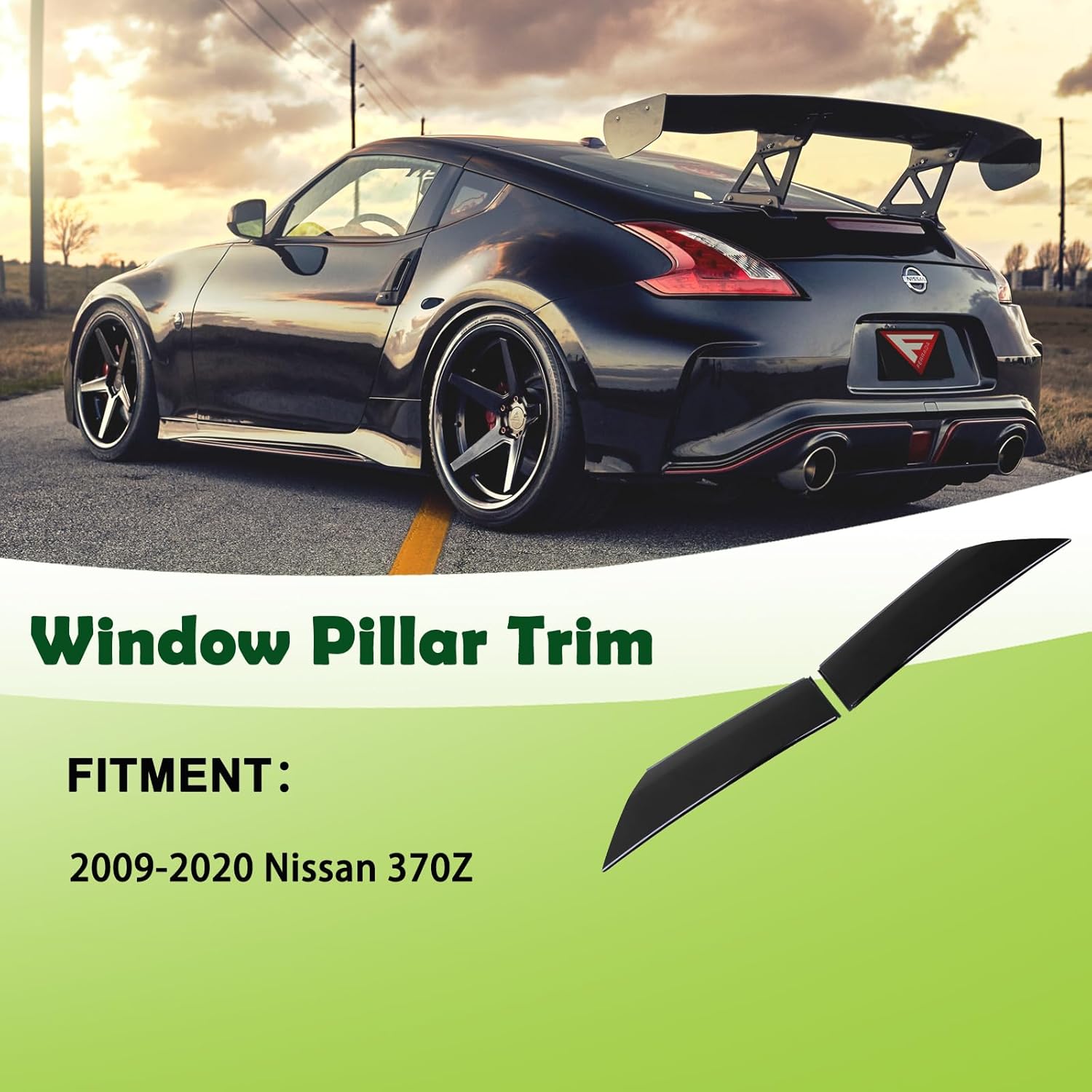 Door Window Pillar Posts Trim Cover Left&Right Finisher Lock Pillar Glossy Black Compatible with 2009-2020 Ni-ss-an 370Z Replaces 76890-1EA0A 76891-1EA0A