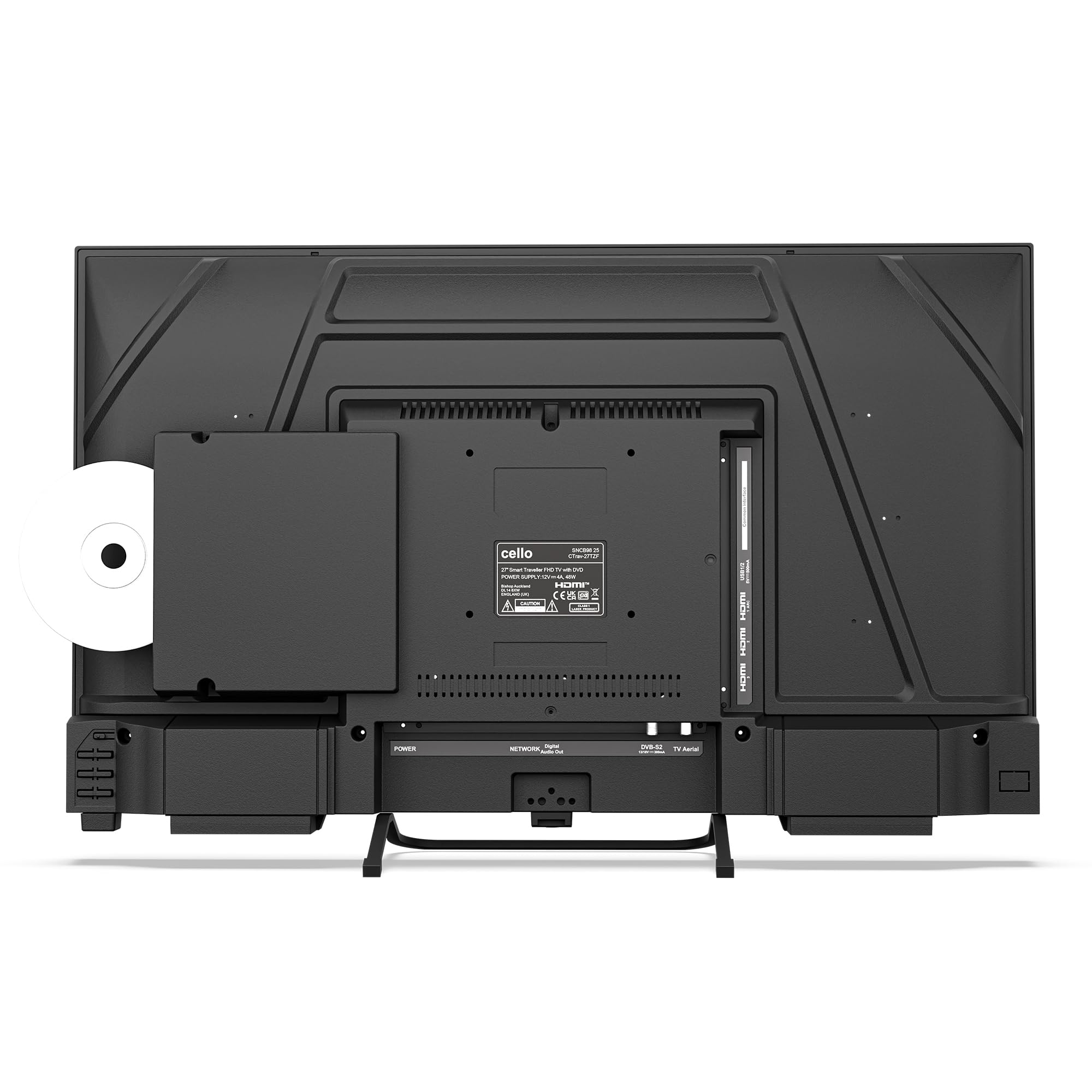 Cello Ctrav-27TZF 27" Smart LED 12V Traveller TV/DVD z systemem Tizen OS, głośniki Pitch Perfect, Bluetooth, HDMI, USB, mały telewizor do kamperów, ciężarówek (HGV) i łodzi