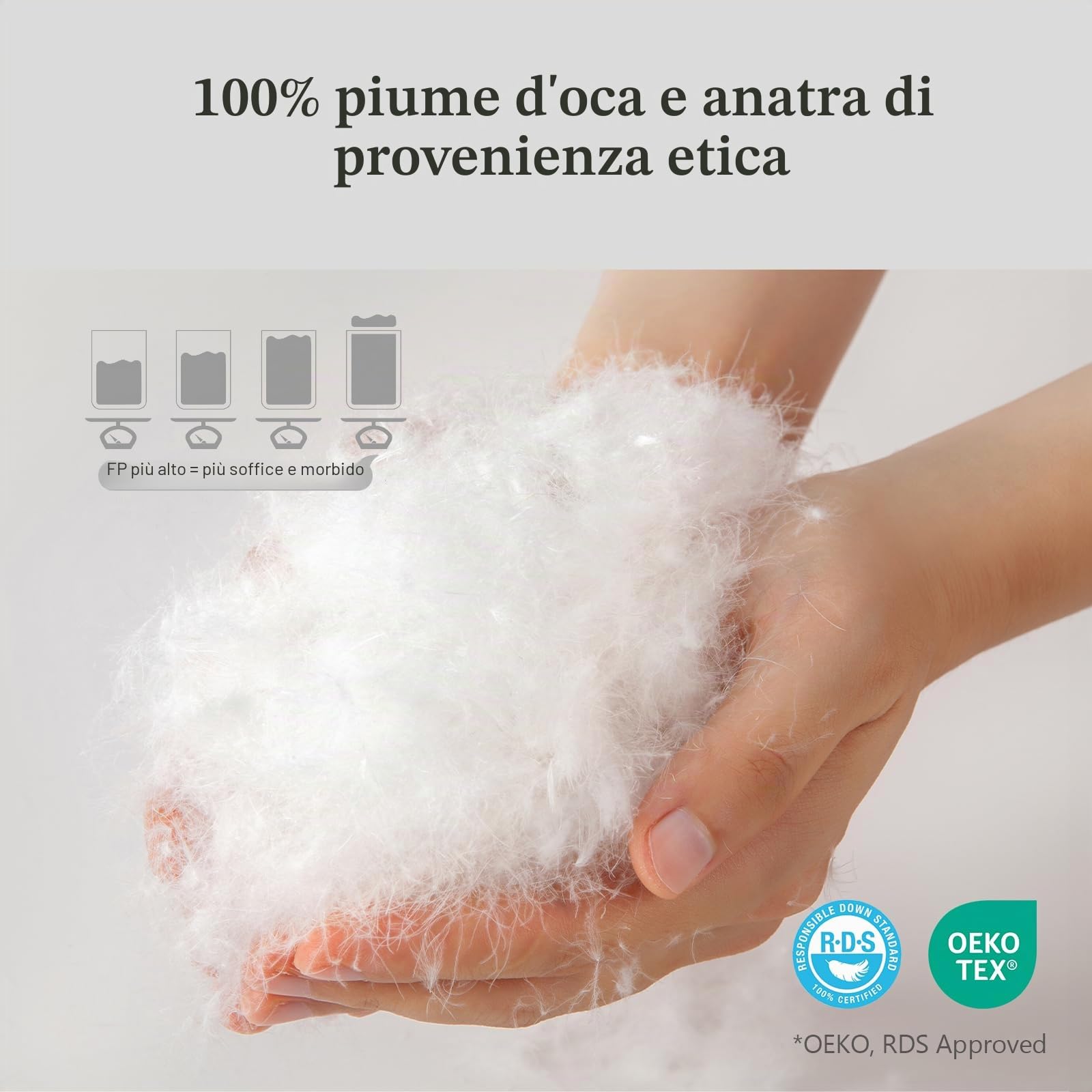 DWR Piumone per tutto l'anno, 155 x 220 cm, piumino d'oca e piume, piumino medio caldo, morbido piumone, certificato Oeko-Tex & RDS per il benessere degli animali (bianco, 850 gr.)