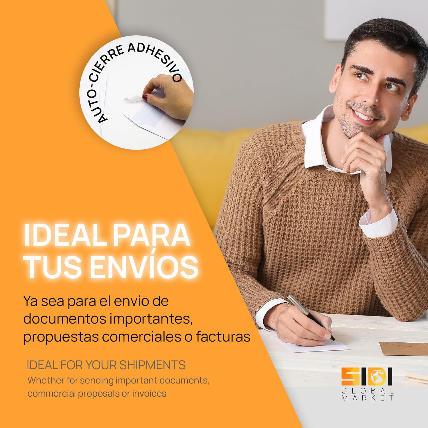 Buste Di Carta Bianche 220x110mm, Con Chiusura Autoadesiva, Per Documenti E Spedizioni - Confezione SIDI