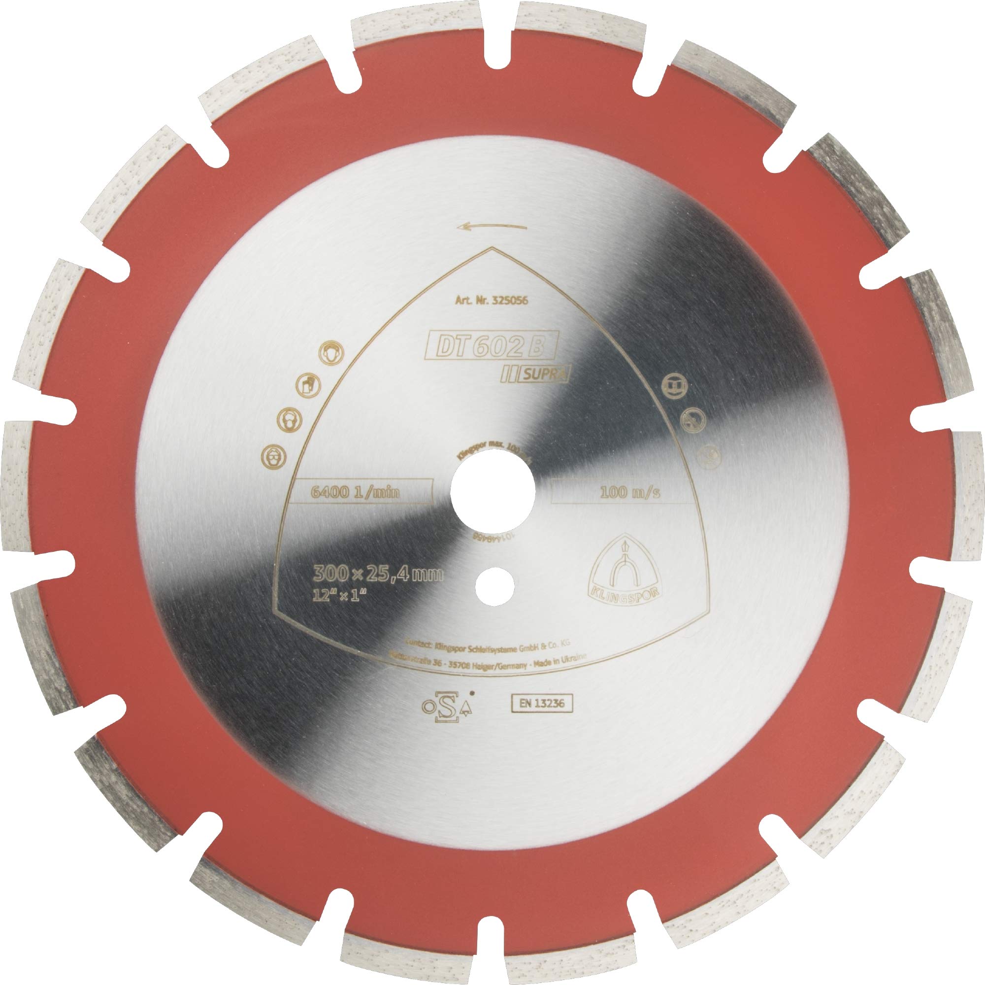 DT 602 B - Disco de corte de diamante (300 x 2,8 x 25,4 mm, 18 segmentos, 40 x 2,8 x 9 mm, dentado ancho)