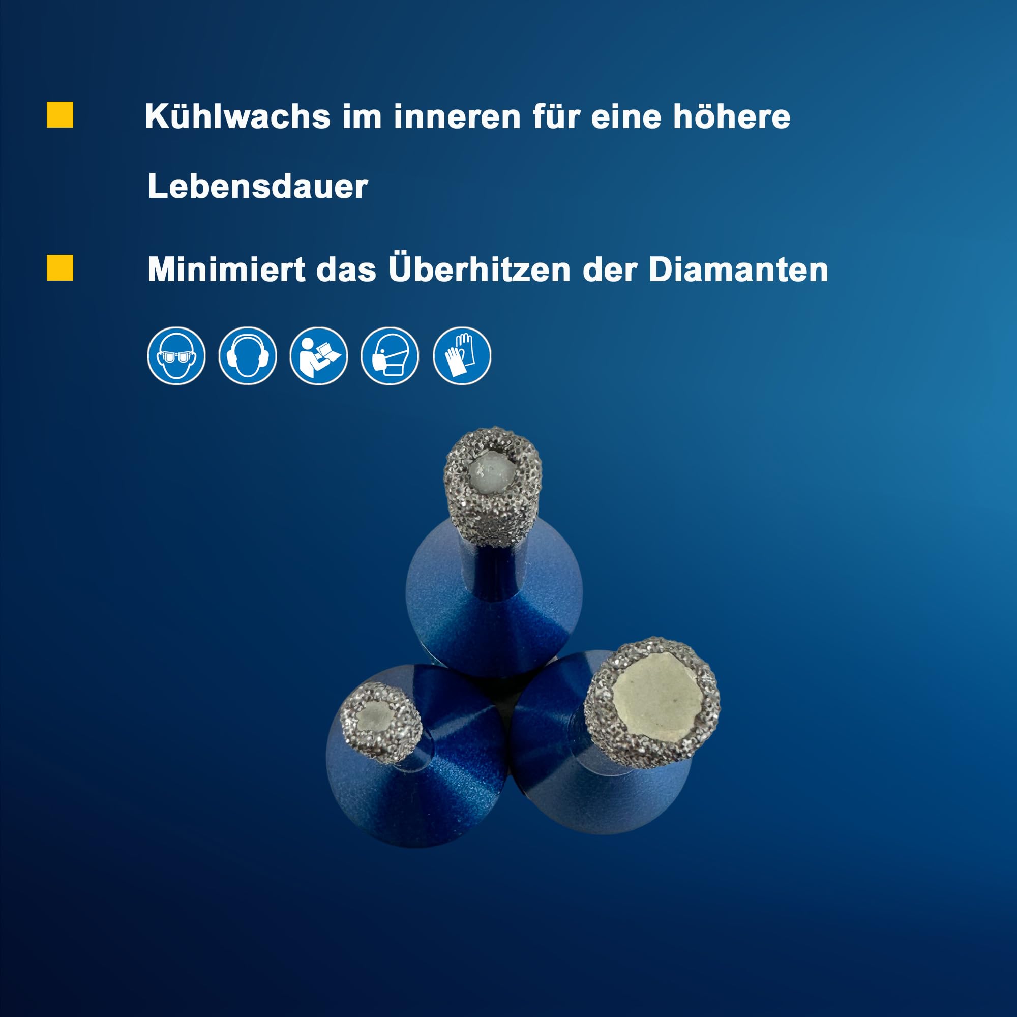EDW Diamentowe koronki wiertnicze podstawowy zestaw startowy 6, 8, 10 mm – z adapterem mocującym M14, zestaw 4-częściowy