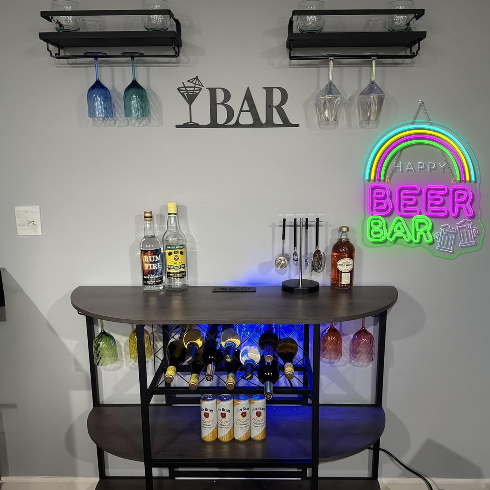 ineonlife Beer Bar Neon Light Sign,Neon Sign Rainbow Happy Beer Bar for Wall Decor,Rainbow Led Signs for Bars,Man Cave,Tavern,Club,Parties,Gift - Image 3