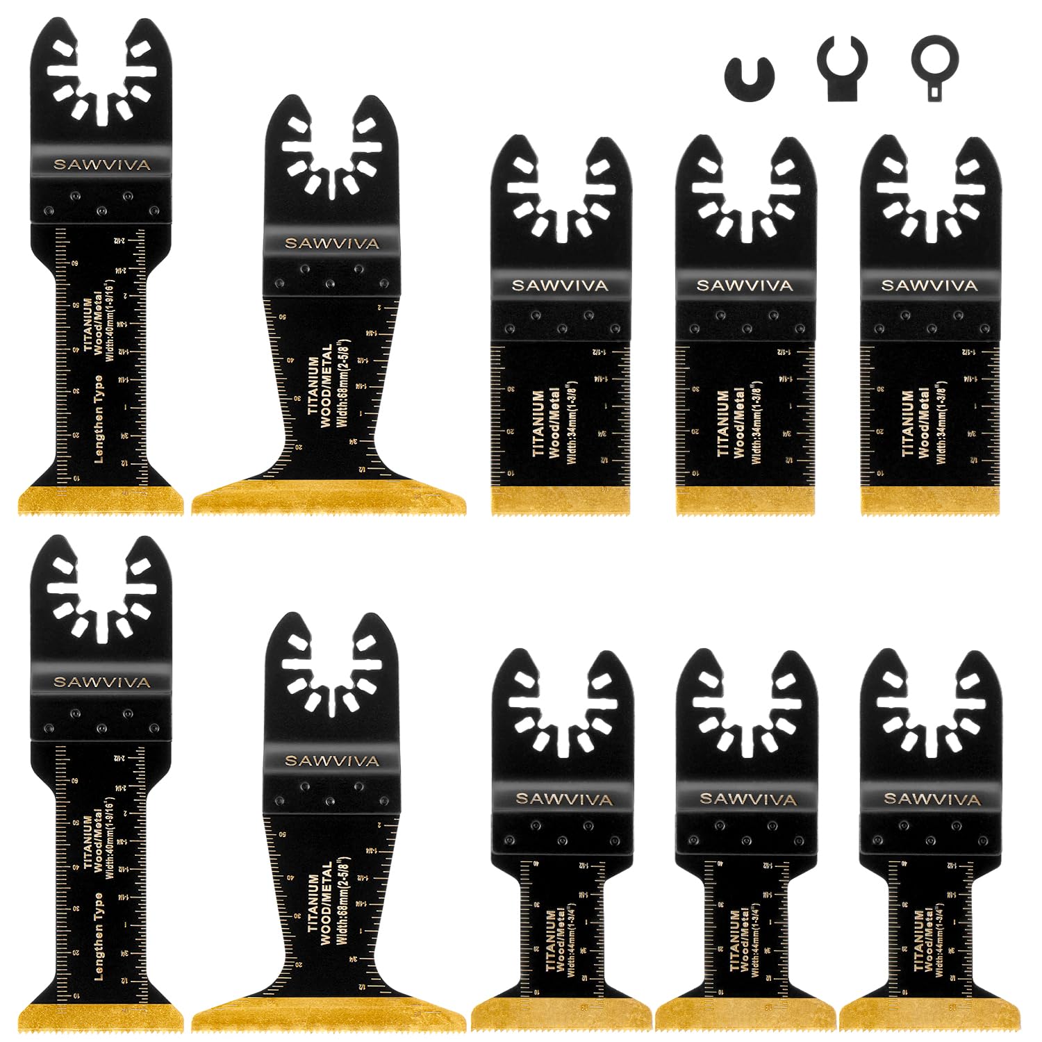 SAWVIVA 10PCS Titanium Oscillating Multitool Blades, Extended Length Oscillating Saw Blades