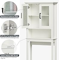 Vista 5 de Armario de Almacenamiento Sobre el Inodoro, Organizador de Baño Sobre el Inodoro con Puertas y Estante Ajustable, Marco Reforzado Armario