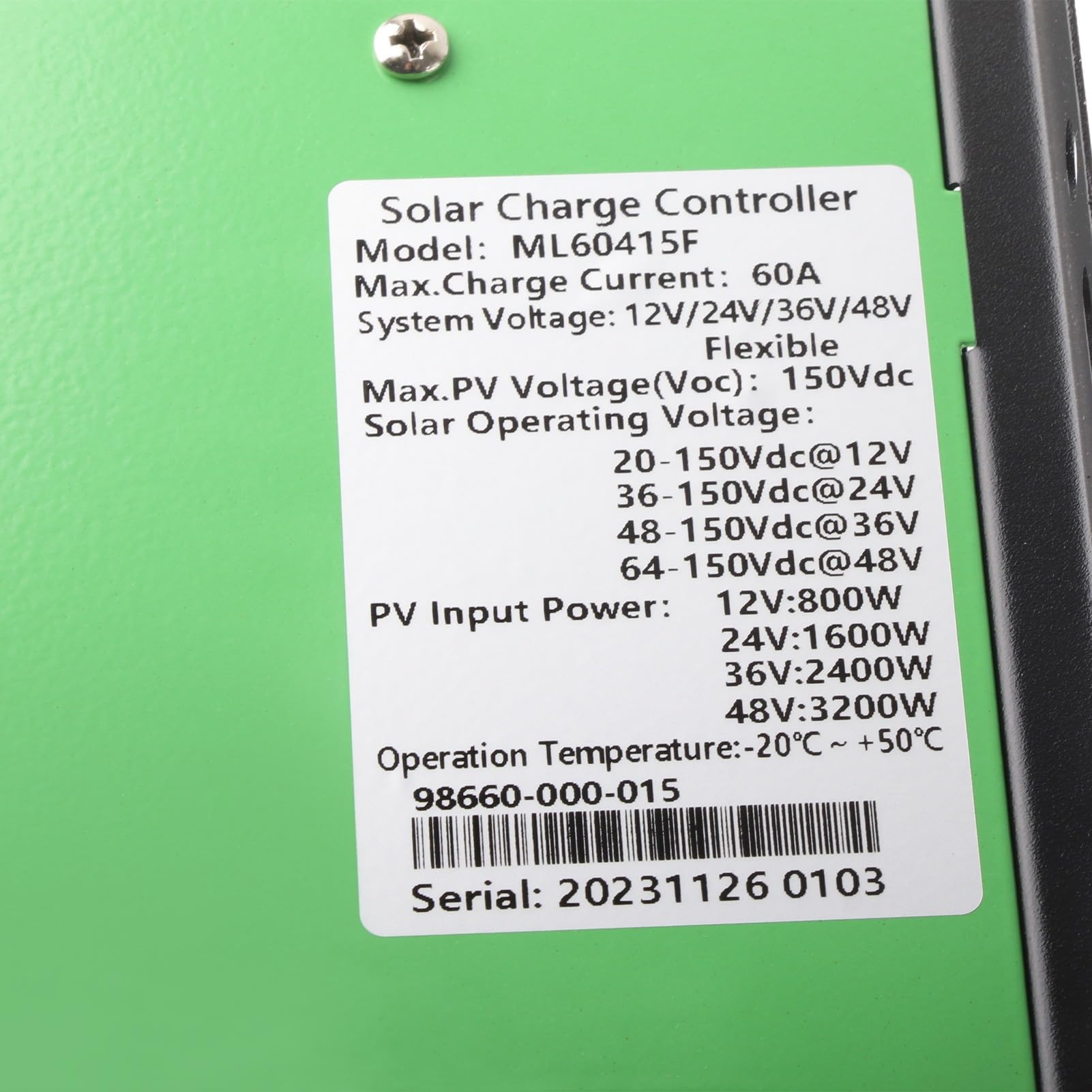 ViaGasaFamido Controlador de Carga Solar MPPT, Regulador Solar 60A