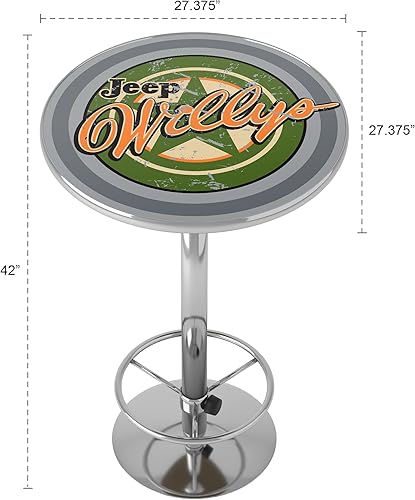 Miniatura 3 de Trademark Gameroom Jeep Willys Vintage Bar Table with Footrest, Green