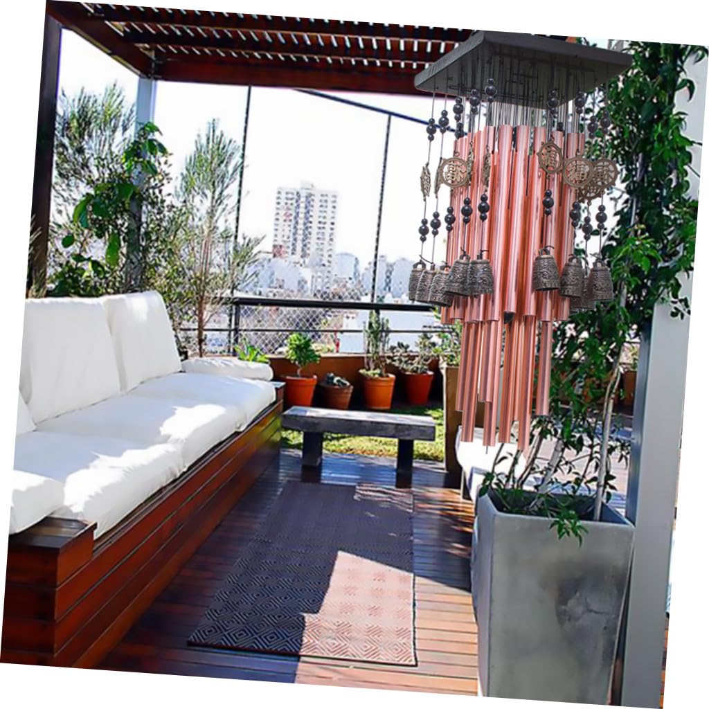 Toddmomy Retro Windspiel aus Bronze und Kupfer mit Aluminiumrohren Kreative Gartendeko für Balkon und Terrasse Umweltfreundliche Windspiele mit Beruhigendem Klang Geschenkidee für Heim