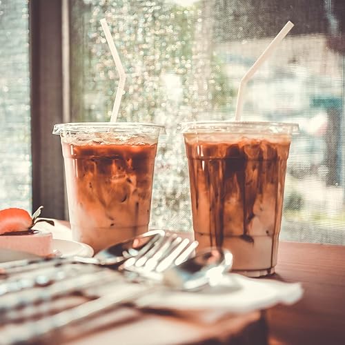 Miniatura 6 de Eupako 10 onzas - 100 juegos de vasos de plástico con tapas, vasos desechables transparentes con tapas, contenedores para bebidas frías, postres,