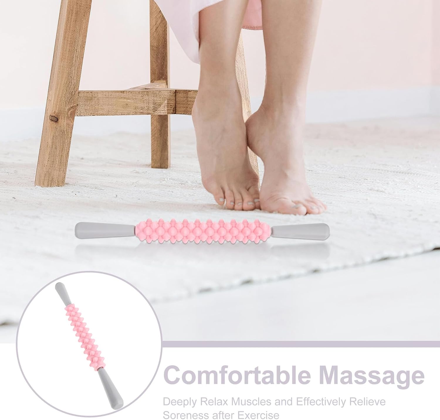 OUNONA Deep Tissue Muscle Roller Stick for Arms and Back, Fascia Massage Tool Non-Slip Grip, Trigger Point Therapy for Athletes and Muscle