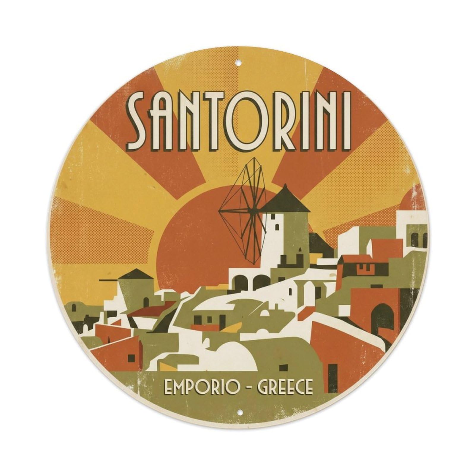 Windmill Emporio Santorini Greece Cyclades Island Greek Metal Tin Sign