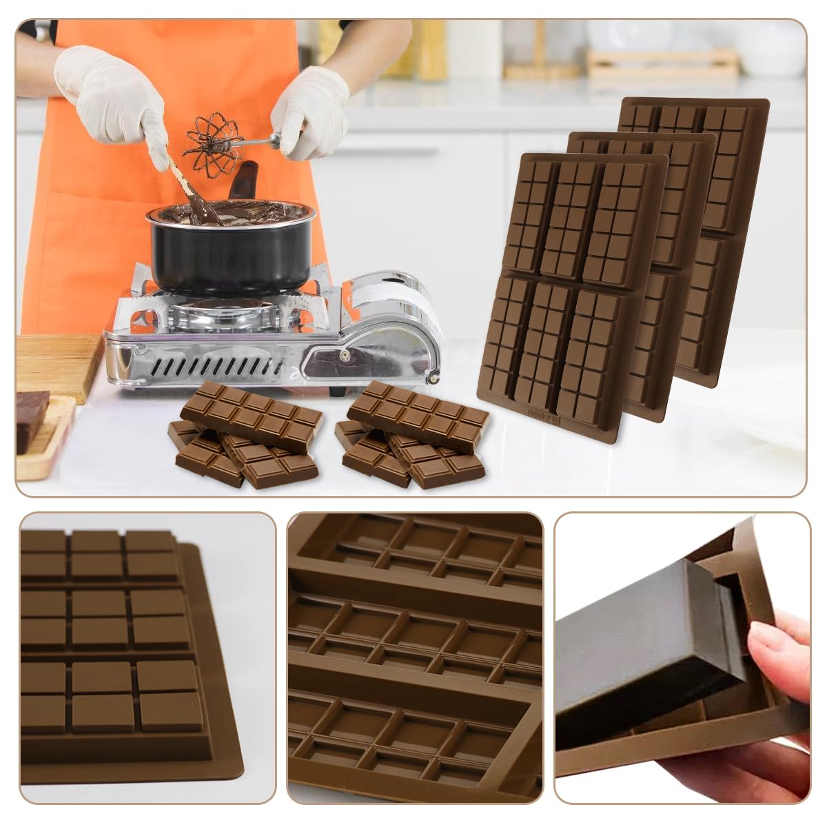 Moules Pour Snacks Noix Pistaches 2 Moules En Silicone Pour Tablettes De Chocolat - 10,16x6,69 Pouces - Résistant à La Chaleur (-40°C à 230°C) - Pour Chocolat Maison, Barres énergie