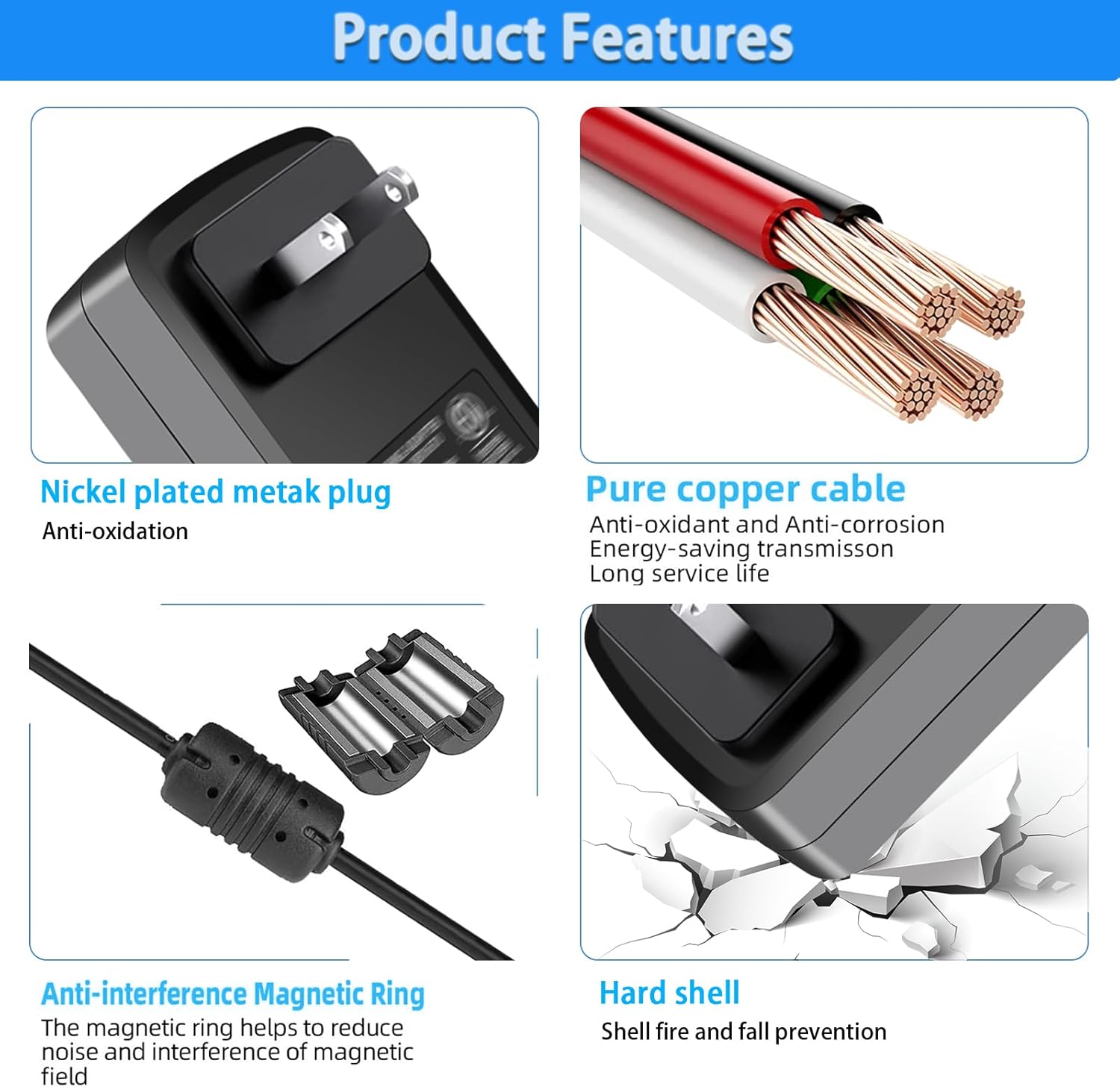 TKDY 24V 1.5A DC Power Supply Cord, fit for DC 24V 1.5A 1A 0.5A LED Light Strip, 24 Volt Light Diffuser, and More, 100-240V 50/60hz 36W 24W Power Adapter with 5 Tips (Not for Charging).