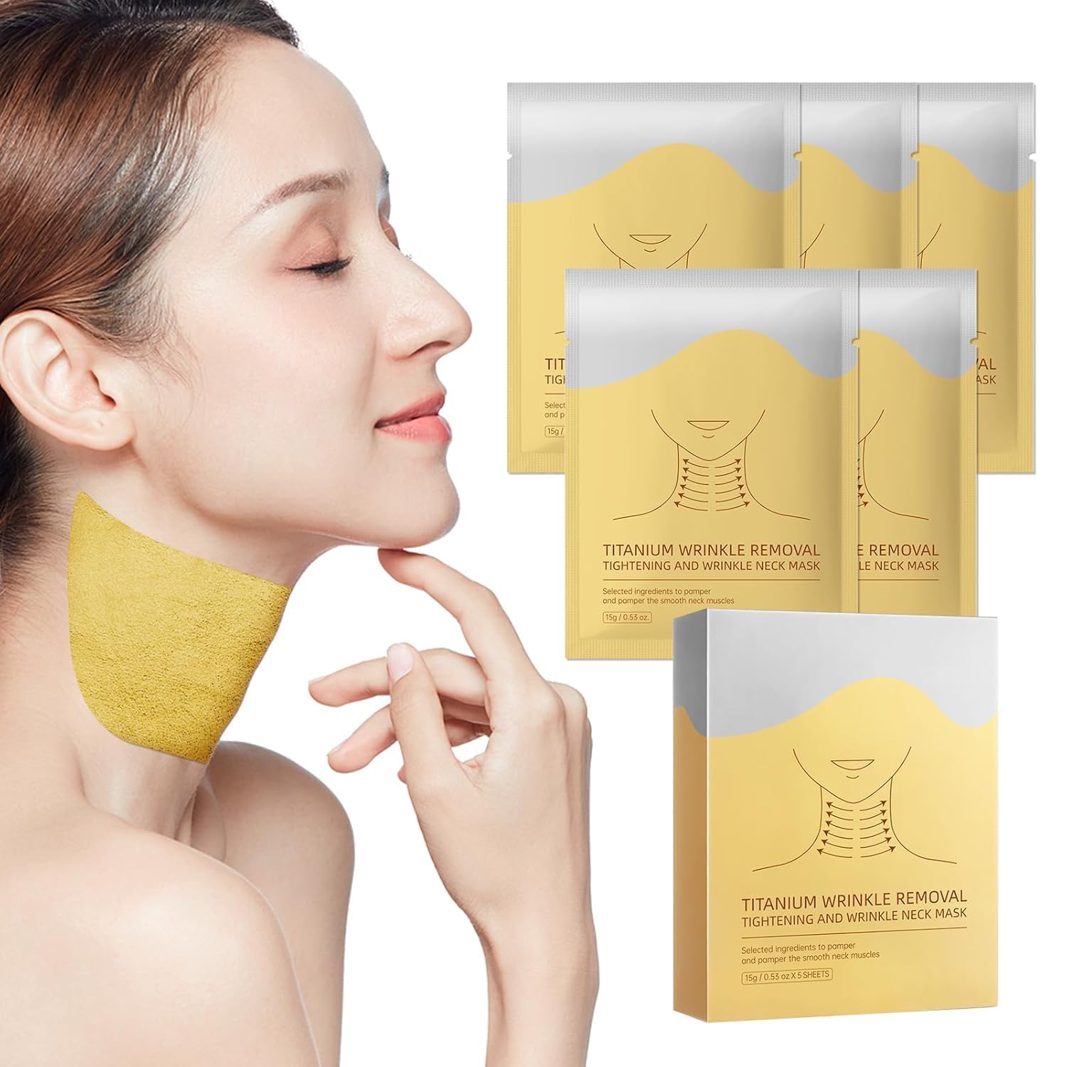 Anti-wrinkle Neck Mask,Anti Wrinkle Patches,Neck Mask with Peptides & Hyaluronic Acid, Firming & Wrinkle-Reducing