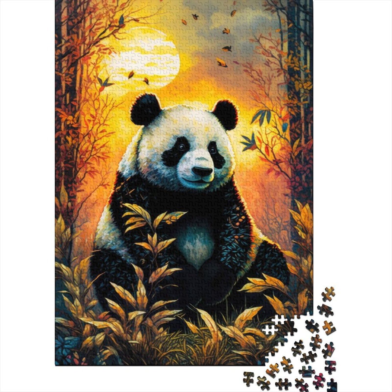 Panda 1000 Piece Jigsaw Puzzle Paper Material Autumn Forest Jigsaw Puzzle for Adults Wall Art Decor Relaxing Leisure Activity 70x50cm/1000pcs
