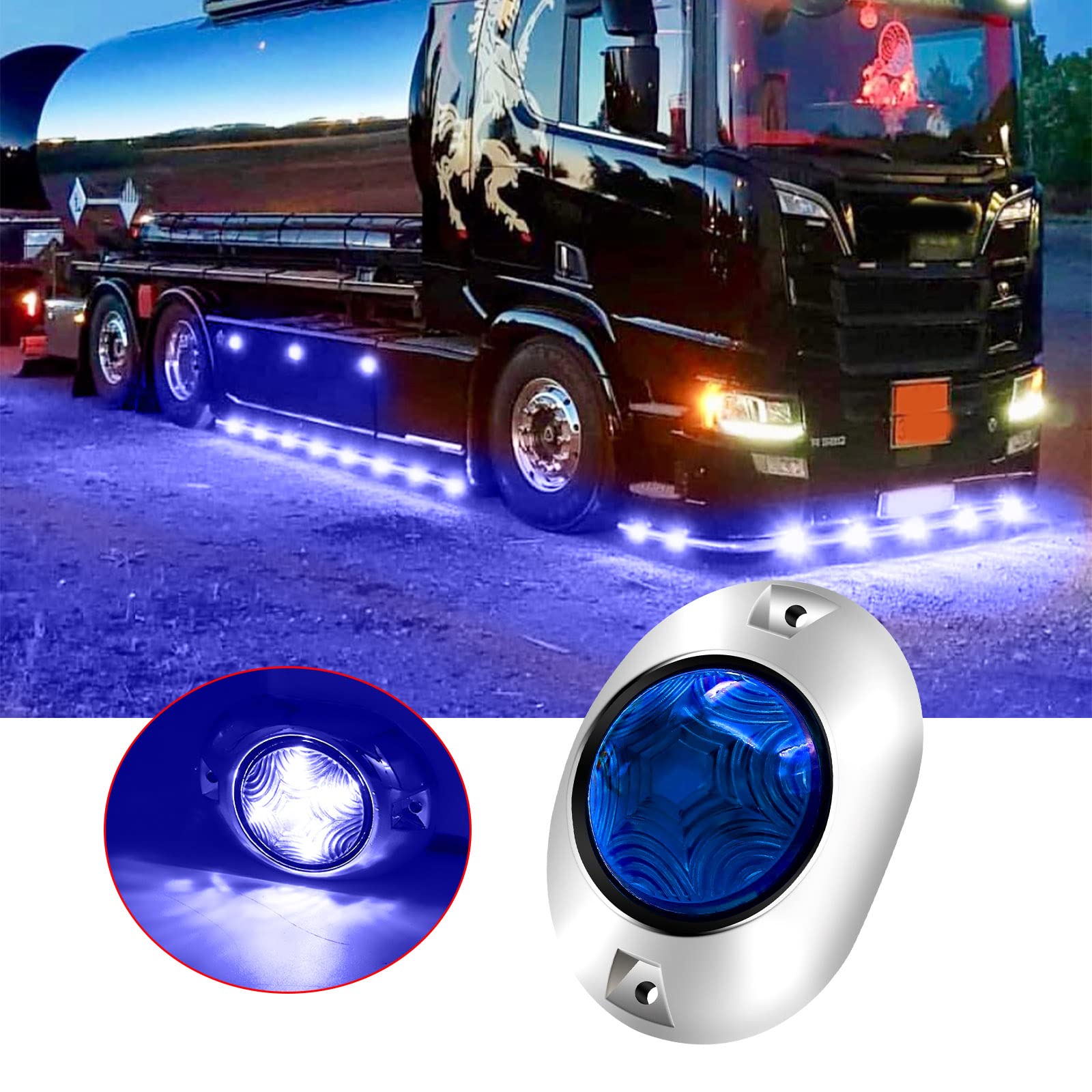 YnGia Lot De 2 Feux De Position Latéraux LED Blanc – 12V/24V Étanche – Pour Remorque, Camion, Caravane, Voiture