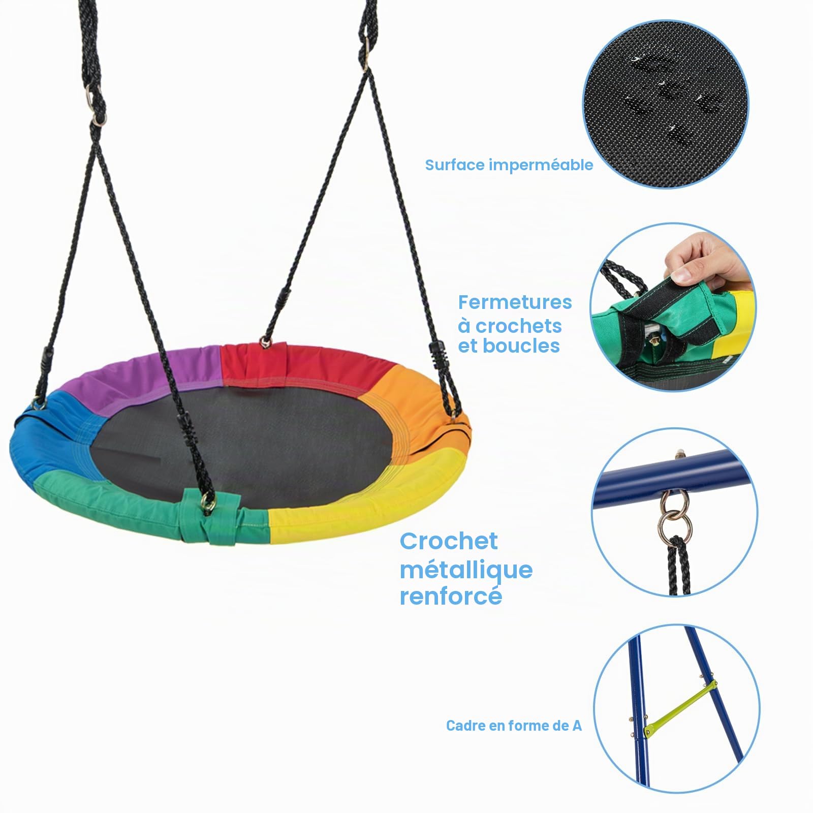KOMFOTTEU Portique Balançoire avec Toboggan et Panier de Basket