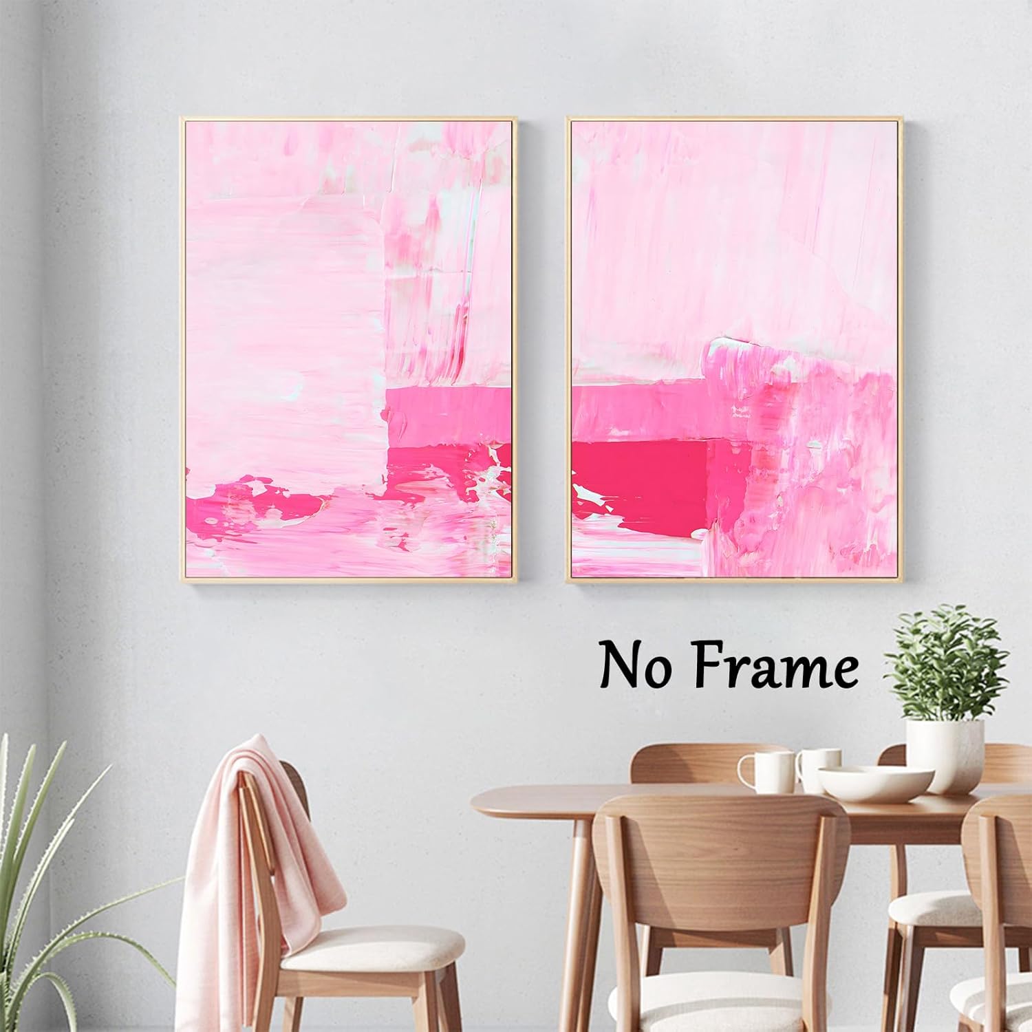 XBUMHOAL Abstract Art Print Wall Art - Pink Canvas - Living Room Decor - 24x16inchx3 Unframed