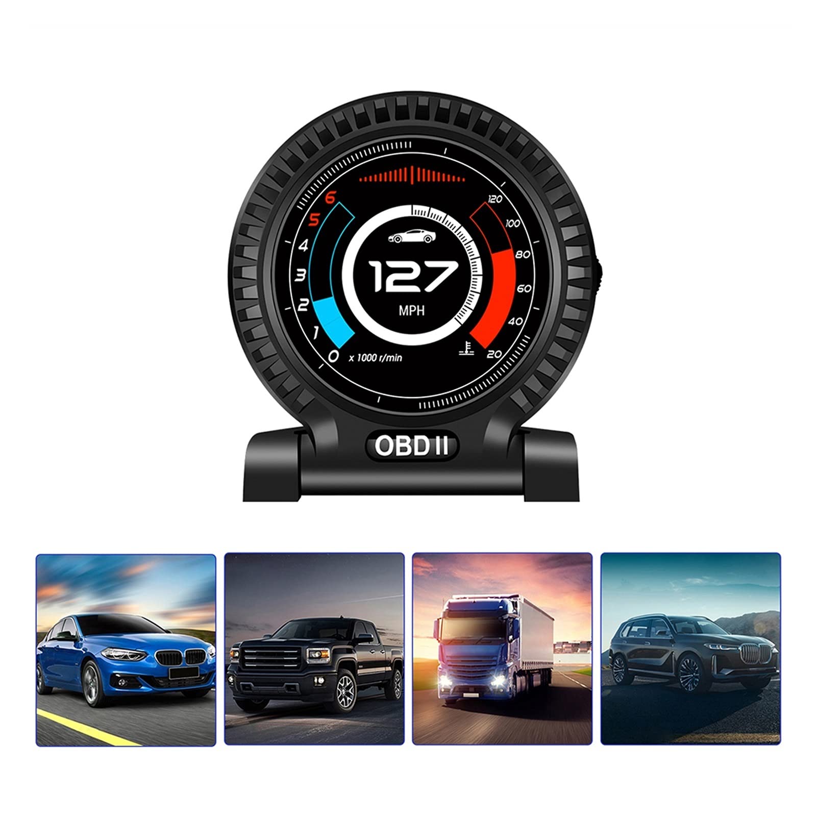 Auto On-Board Computer Digital Car Speedometer RPM MPH Fuel Consumption Turbo Temperature HUD OBD2 Head-Up Display Smart Gauges